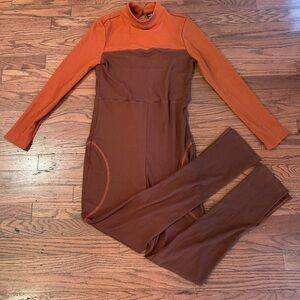 SHEIN Two-Tone Jumpsuit - Rust and Chocolate